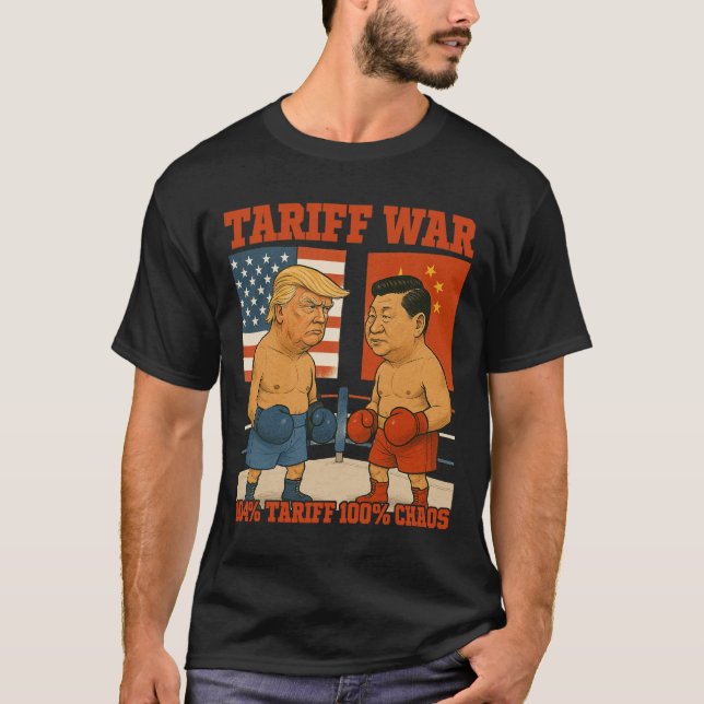 Camiseta Frente à Guerra Tarifária Trump Vs Xi Jinping Boxi (Frente)