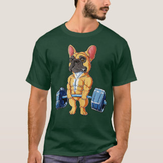 Camiseta Frente de Bulldog Francês Levantando Malhação de S