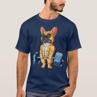 Camiseta Frente de Bulldog Francês Levantando Malhação de S