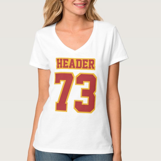 Camiseta Frente de ESCALA BRANCA MULHERES DOURADAS VERMELHA (Frente)