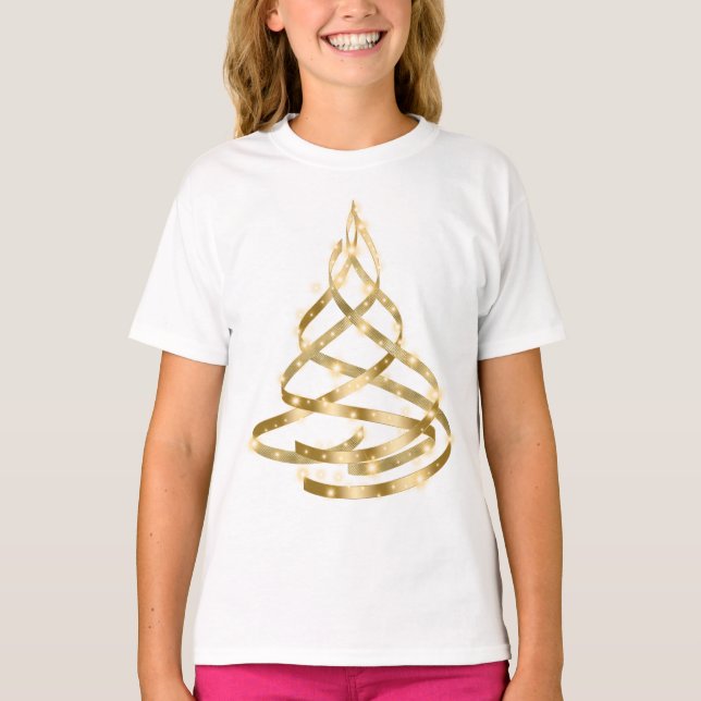 Camiseta Frente de Fita de Fita de Ouro Brilhante Natal (Frente)