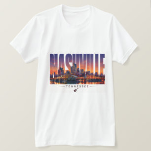 Camiseta Frente do rio Nashville Tennessee Paisagem Urbana