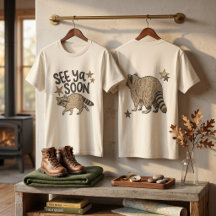 Camiseta Frente e Verso Funny See Ya Soon Raccoon