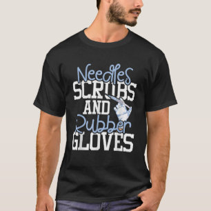 Camiseta Frente Médica De Luvas De Borracha E Esfregões De 