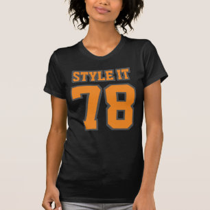 Camiseta Frente NEGRA LARANJA Roupa de Cotton Americana