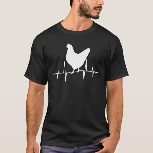 Camiseta Frequência de frango com batimento cardíaco batime (Frente)