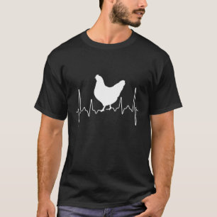Camiseta Frequência de frango com batimento cardíaco em fra