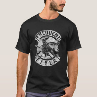 Camiseta Frequent Flyer Dia de as Bruxas engraçado Witch T 