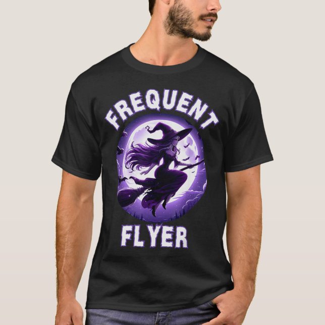Camiseta Frequent Flyer Witch, Funny Halloween Witch Costum (Frente)