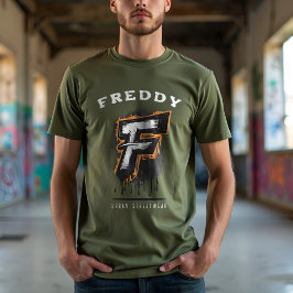 Camiseta Fresco da parede: Monograma de Grafite Negrito "F"