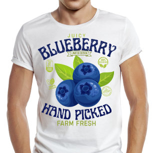 Camiseta Frescura de Mirtilo Suculento Garantida Etiqueta d