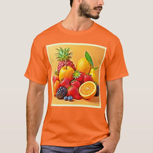 Camiseta Fresh Bounty: Vibrant Fruit Harvest Design  (Frente)
