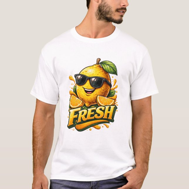Camiseta Fresh Lemon Illustration Bright Minimal Summer  (Frente)
