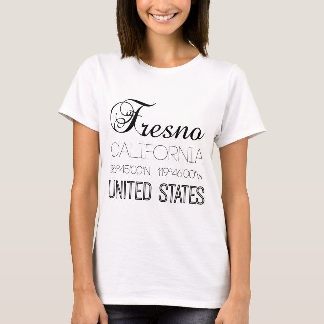 Camiseta Fresno, Califórnia, Estados Unidos elegante (Frente)