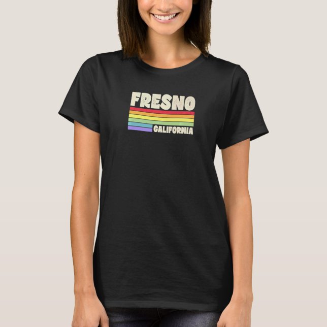 Camiseta Fresno California Pride Rainbow Flag Gay Pride Mer (Frente)