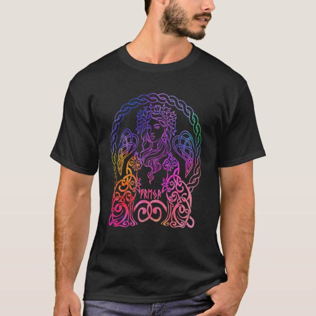 Camiseta Freya Viking Goddese Freyja Norse Mythology Rainbo (Frente)