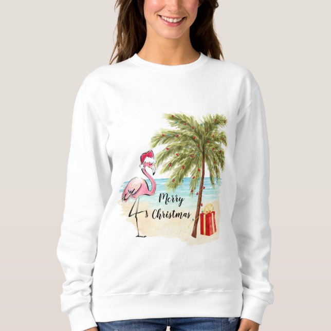 Camiseta Fria de Natal de Flamingo Tropical Divert (Frente)