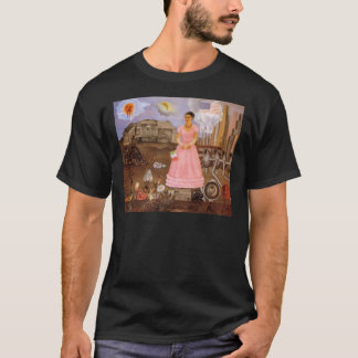 Camiseta Frida Kahlo autorretrato ao longo da linha de emba