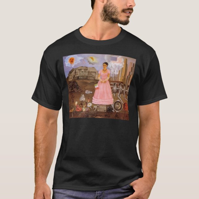 Camiseta Frida Kahlo autorretrato ao longo da linha de emba (Frente)
