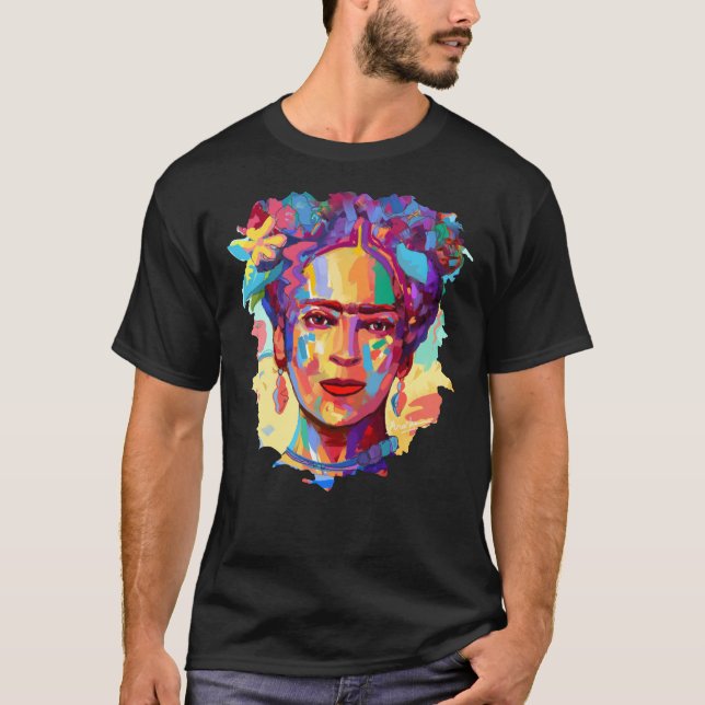 Camiseta Frida Kahlo Colorful Retrait Classic T-Shirt (Frente)