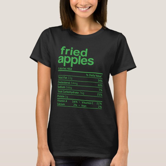 Camiseta Fried Apple Nutrition Facts Thanksgiving Christmas (Frente)