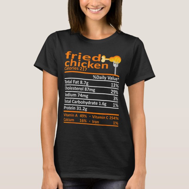 Camiseta Fried Chicken Nutrition Food Facts Thanksgiving Fu (Frente)