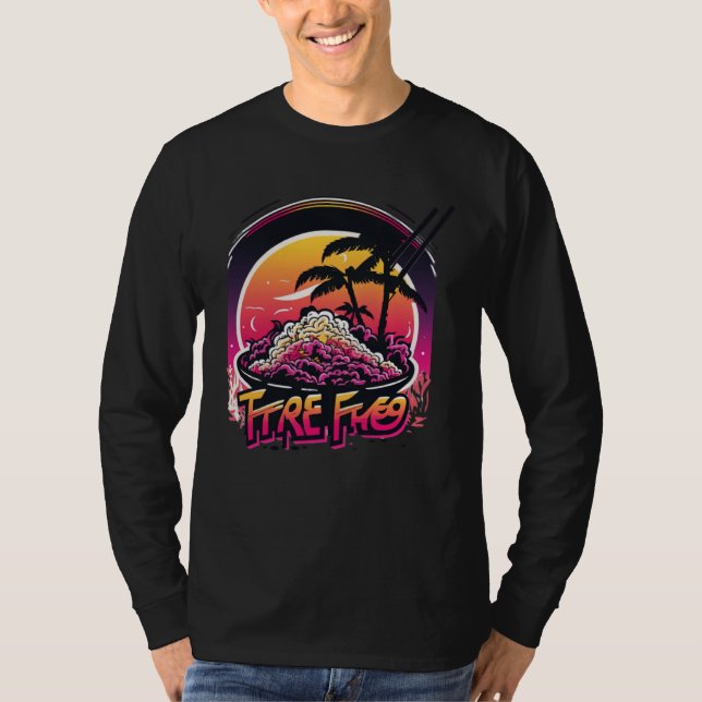 Camiseta Fried Rice with a Nostalgic 80s Retrowave Aestheti (Frente)