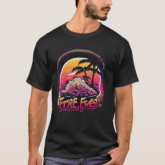 Camiseta Fried Rice with a Nostalgic 80s Retrowave Aestheti (Frente)