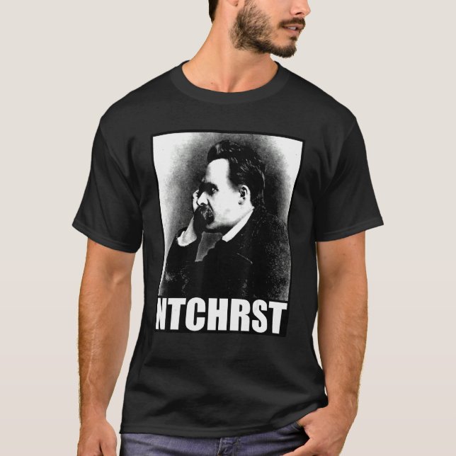Camiseta Friedrich Nietzsche Antichrist Ntchrst Funny Meme (Frente)