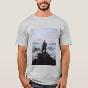 Camiseta Friedrich's Wanderer acima do Mar de Nevoeiro