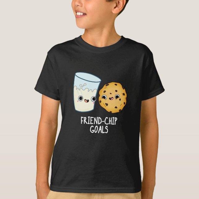 Camiseta Friend Chip Mete Cookies Engraçados Leite Pun Dark (Frente)