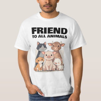 CAMISETA FRIEND TO ALL ANIMALS CAT PIG DOG 