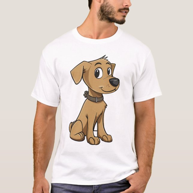 Camiseta Friendly Brown Cartoon Dog (Frente)