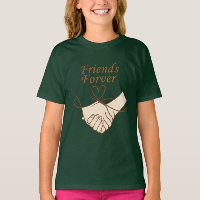 Camiseta Friends Forever Cute Hand-in-Hand Girls’ T-Shirt (Frente)