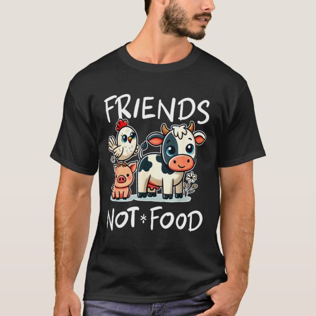 Camiseta Friends Not Food Funny Vegan Vegetarian Cute Anima (Frente)