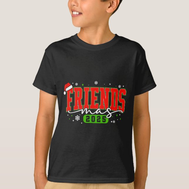 Camiseta Friendsmas 2025 Friends Santa Hat Merry Christmas  (Frente)