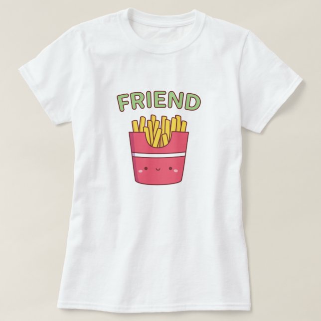 Camiseta Fries Amigos Cortantes Correspondendo ao Melhor Am (Frente do Design)