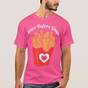 Camiseta Fries Antes Da Rapariga De Namorando Engraçado Do