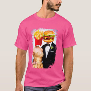Camiseta Fries franceses Hamburger Adoram Comida rápida Cas