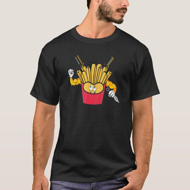 Camiseta Fries franceses Ninja Fryer Warrior Assassin Batat (Frente)
