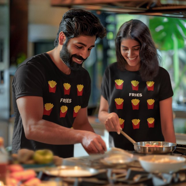 Camiseta Fries franceses - Padrão de Comida Rápida de Lixo  (French Fries Fast Junk Food Pattern Unisex T-Shirt)