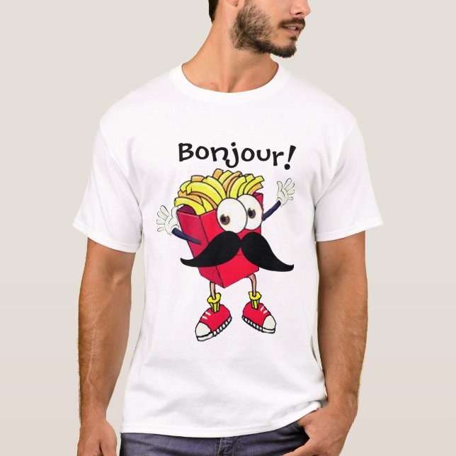Camiseta "Fries franceses", Trending Word Bonjour (Frente)