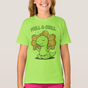 Camiseta Frill & Chill Kawaii Dilophosaurus Dinossauro Zen