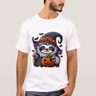Camiseta Frio Dia das Bruxas Sloth Bruxa Chapéu Fantasia As