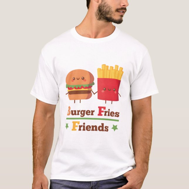 Camiseta Frio e Burger Bonitos Amigos BFF Engraçado (Frente)