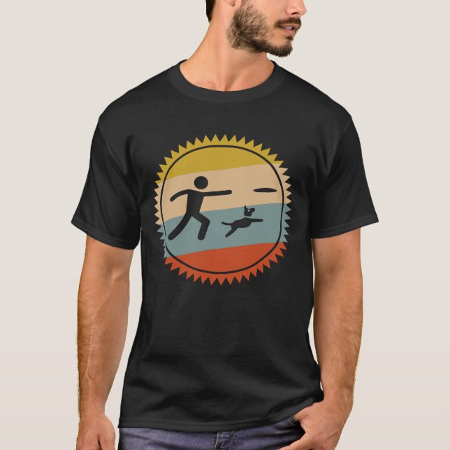 Camiseta Frisbee Com Vintagem De Cão Para Cão (Frente)