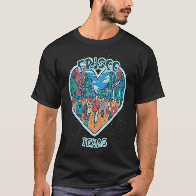 Camiseta Frisco In Texas Travel Souvenir Heart (Frente)