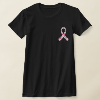 Camiseta Friso de Flor do Cancer de Mama Rosa Personalizado