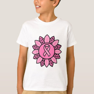 Camiseta Friso rosado e girassol Sensibilização para o Canc