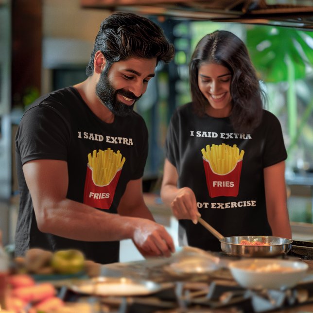 Camiseta Fritas Extra Não Exercem Fritas Francesas Unisex (Extra Fries Not Exercise French Fries Unisex T-Shirt)
